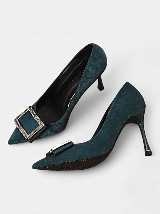 Elegant – Heels Toe Women's Pointed Champagne Buckle