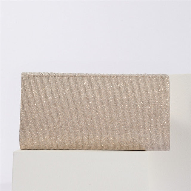 Women's with Evening Elegant Glitter Clutch Gold Metal Bag