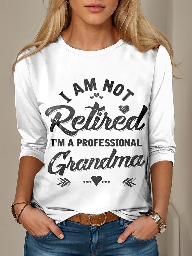 Women's T shirt Long Sleeve Letter Casual Long Sleeve Round