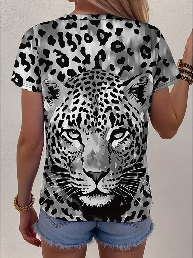 Women's T Shirt Print Graphic Animal Leopard Vintage