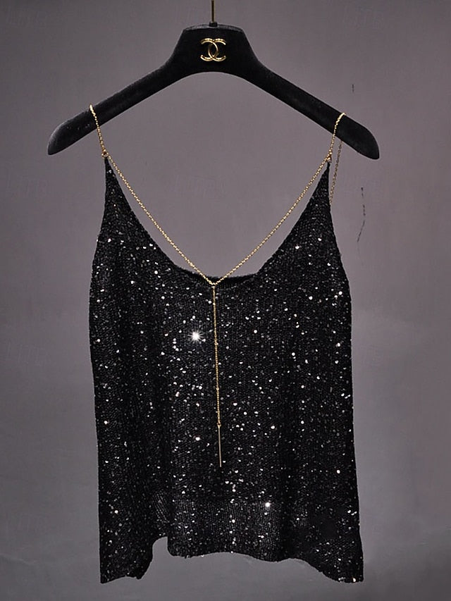 Women's Blouse Sequin Tops Camisole Tank Top Sequins