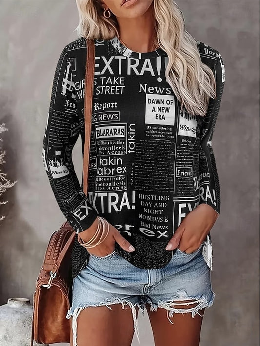 Women's T Shirt Print Graphic Striped Letter Vintage