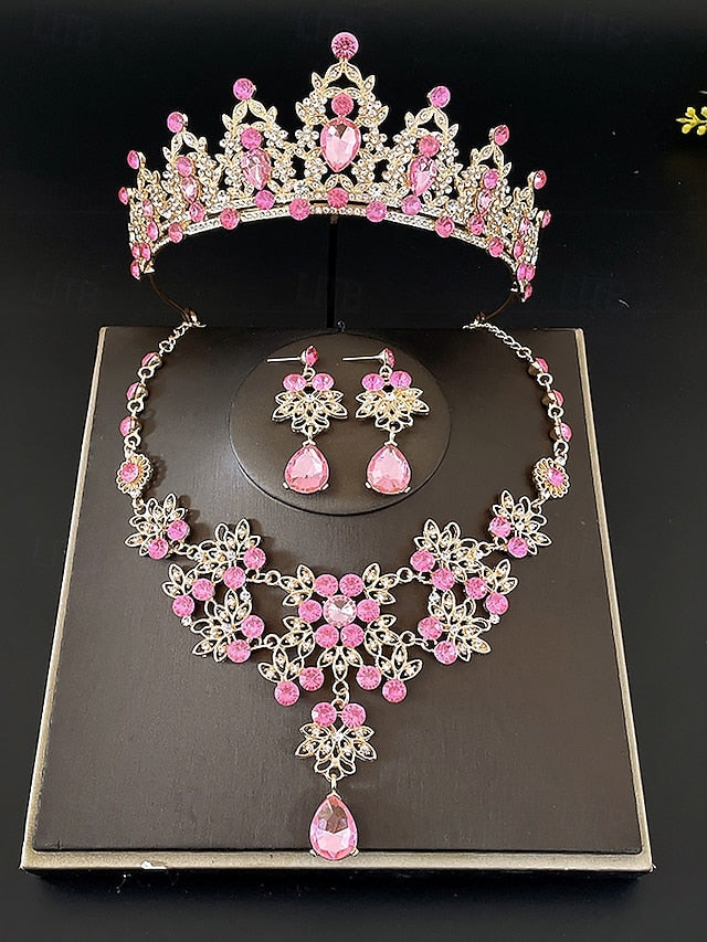 Rhinestone Women's Jewelry and Tiara Silver – Set Elegant
