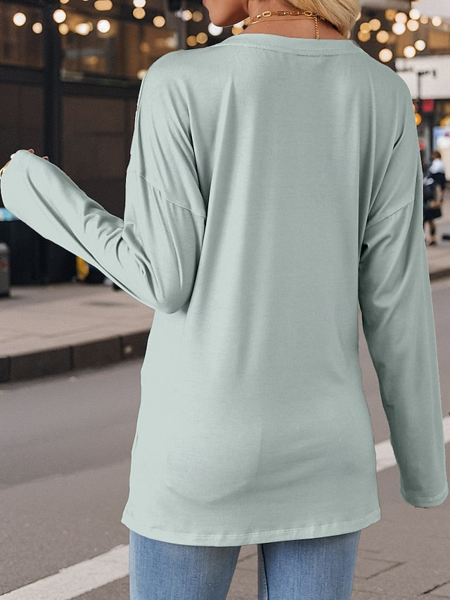 Women's T Shirt Modern Casual Print Long Sleeve Regular