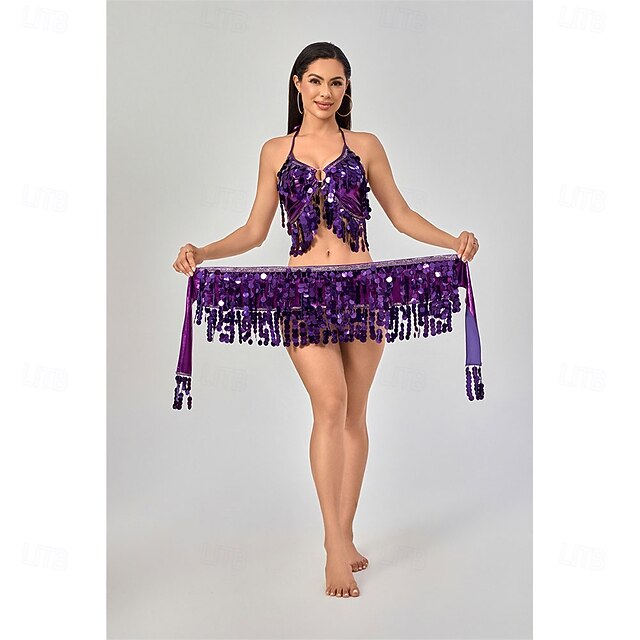 Samba Dancewear 2Pcs Women Belly Dance Dress Sequin Tassel Bra