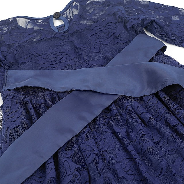 Colored Girl Kids Solid Dress Girls' Flower Long