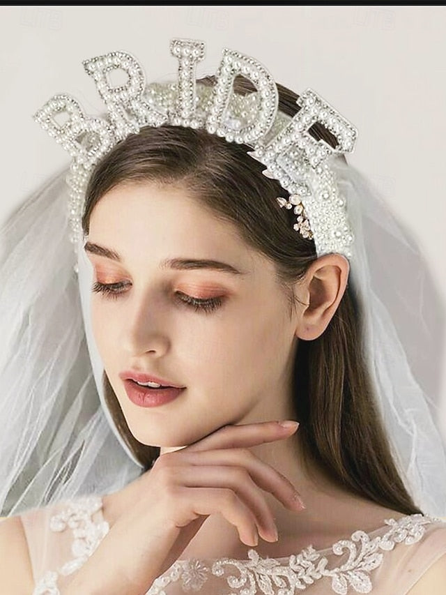 Pearl-Embellished with – Headband Veil 'BRIDE'