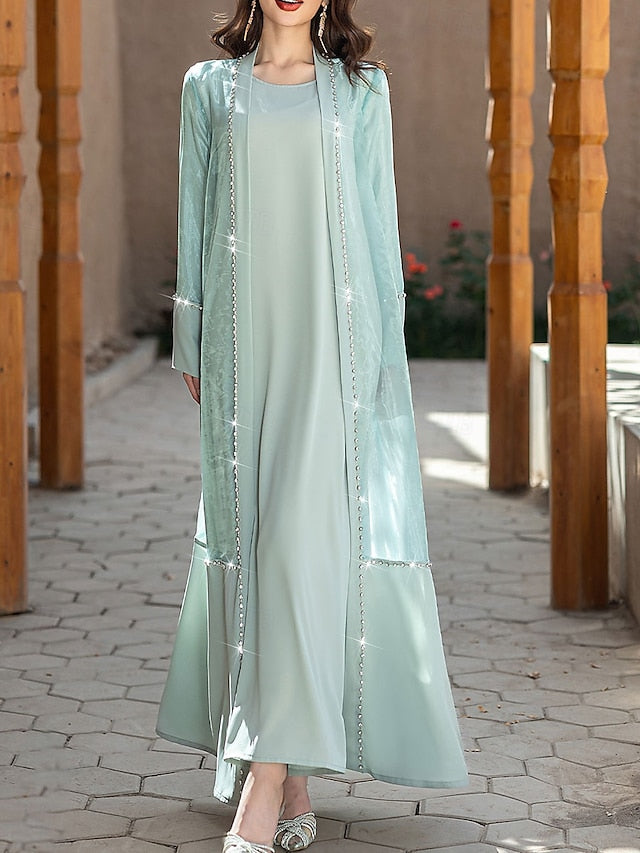 A-Line Mother of the Bride Dress Elegant Vintage Crew Neck Floor