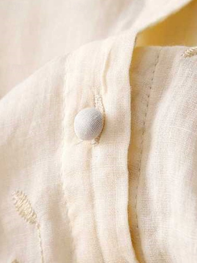 Women's Shirt Cotton Linen Shirts Button Up Blouse