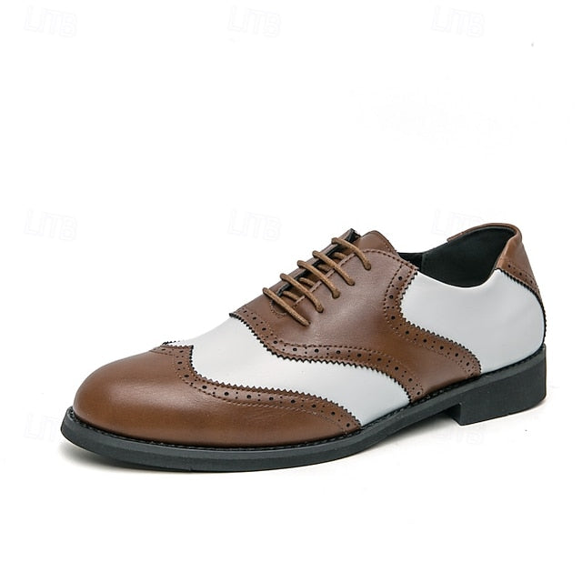 and Brogue in Wingtip Oxford White Two-Tone Men's Shoes