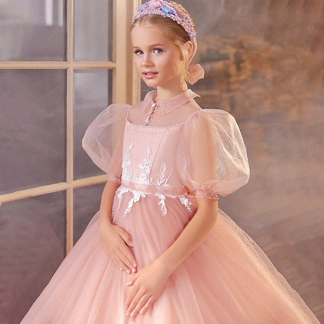 Gown Dress Girl Flower Party Evening Princess Girls'