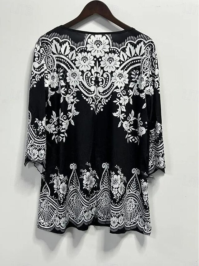 Women's Tunic T Shirt Graphic Elegant Vintage 3/4 Length