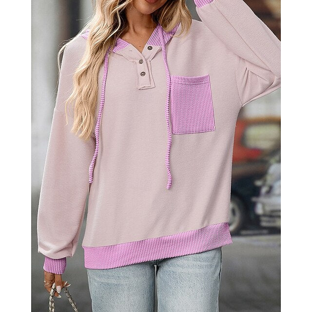 Women's Pullover Sweatshirt Casual Hoodies Drawstring with