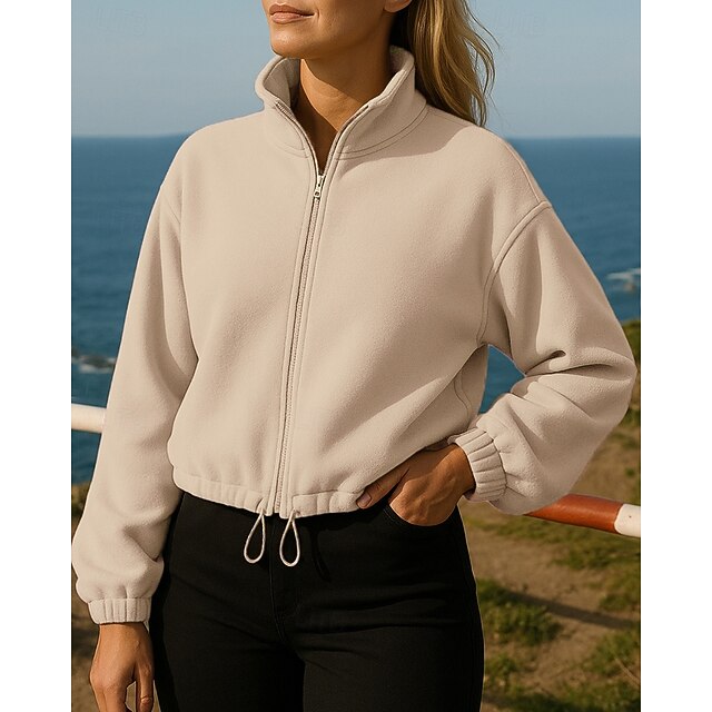 Women's Pullover Sweatshirt Casual Crop Tops Drawstring