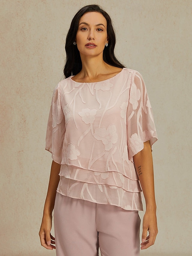 Women's Lace Shirt Blouse Dressy Tops Chiffon Tops