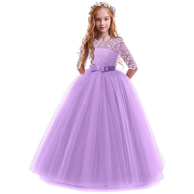 Girl 3-13 Lace Flower Prom Years Princess Dress Kids