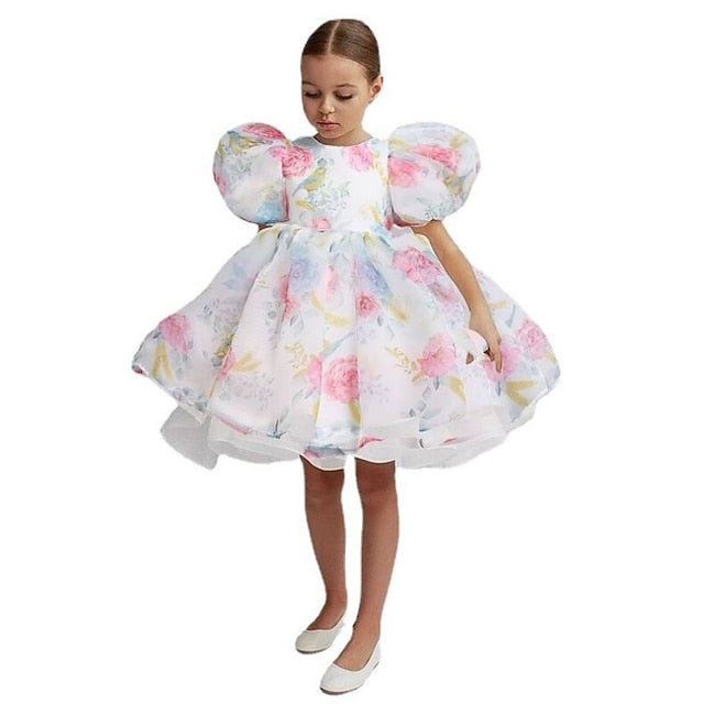 Party Dress Color Flower Solid Girl Kids Girls'
