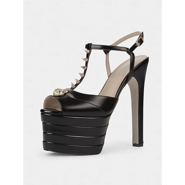 Women's Metallic Heels Platform Edgy and High - Gold Silver