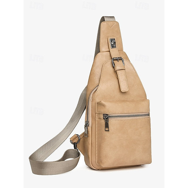 Sac bandoulière en similicuir marron pour femme
