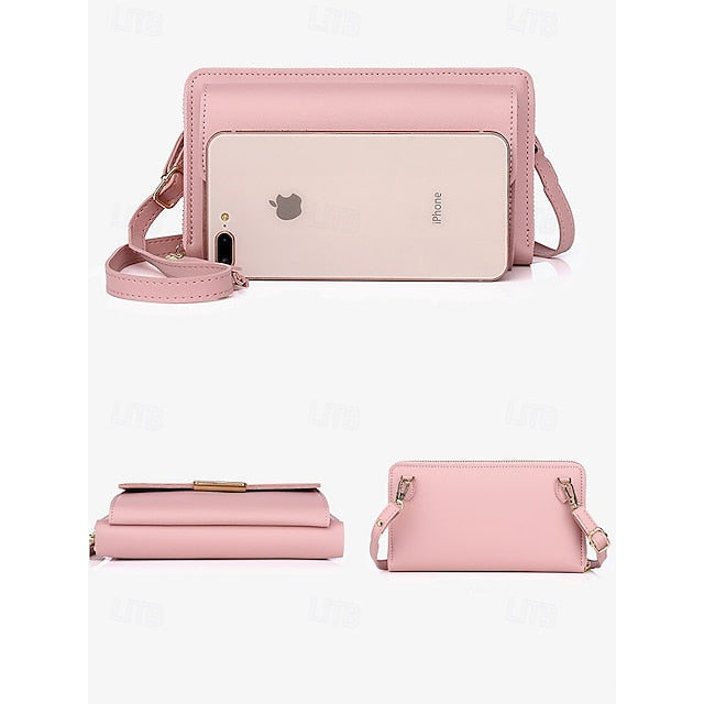 Sac à bandoulière en cuir PU pour femme, porte-téléphone portable