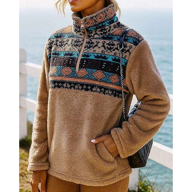 Women's Polar Fleece Sweatshirt Winter Pullover Sweatshirt