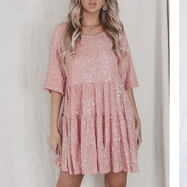 Women's Mini Dress Sequin Dress Cocktail Dress Elegant