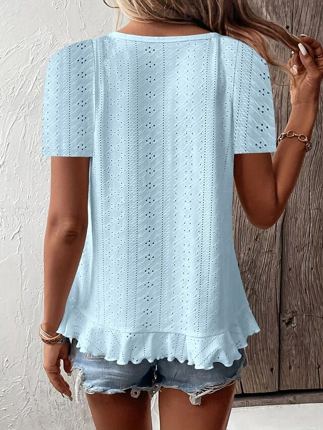 Women's T Shirt Tee Top Embroidered Plain Fashion Stylish