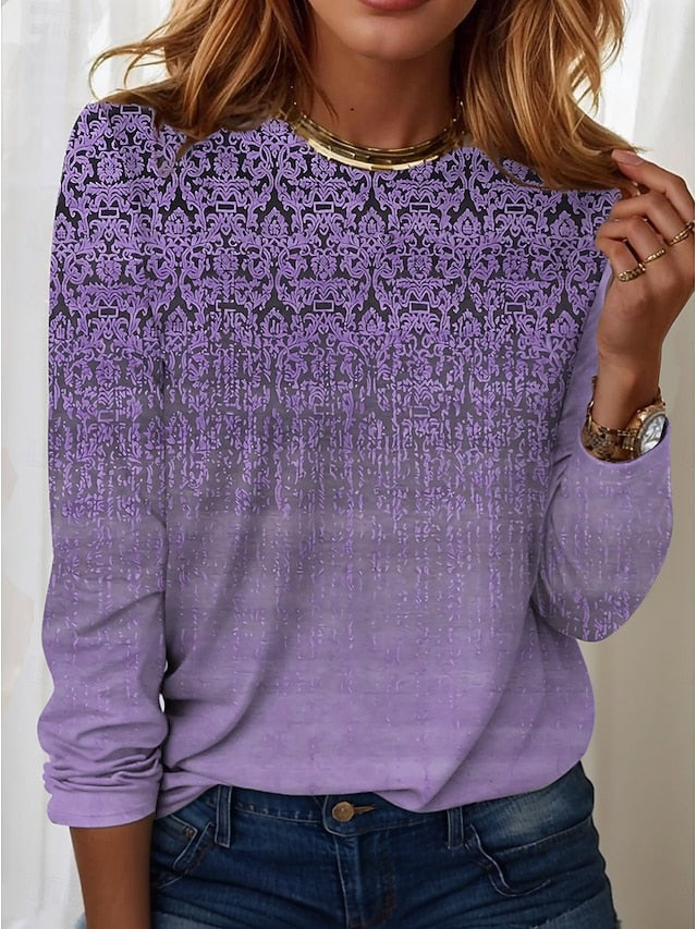 Women's T shirt Long Sleeve Crew Neck Long Sleeve Tunic