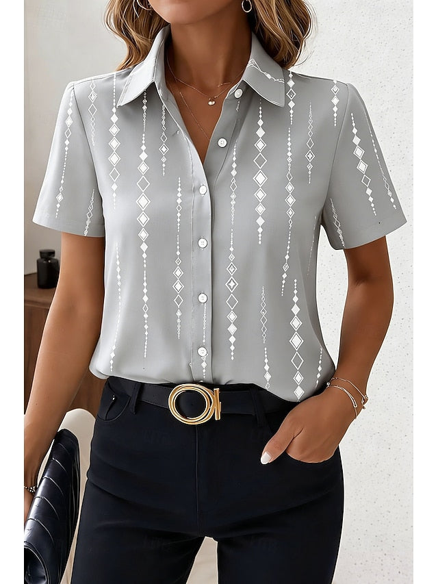Women's Shirt Short Sleeve Graphic Geometric Vintage