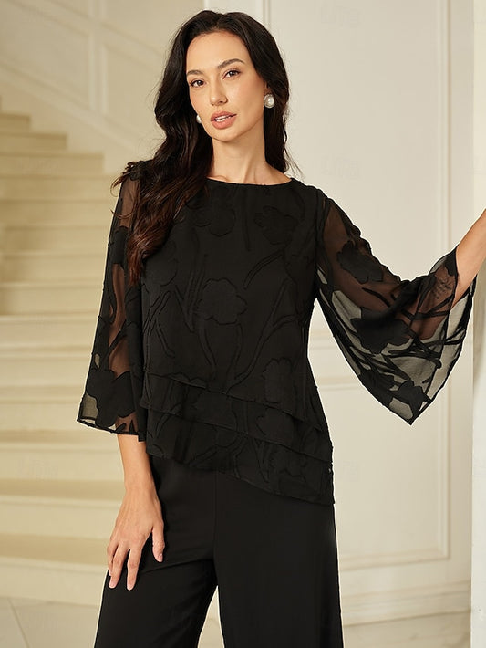 Women's Lace Shirt Blouse Dressy Tops Chiffon Tops