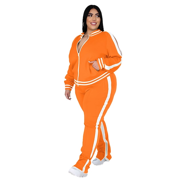Women's Tracksuit Sweatsuit Drawstring 2 Piece Striped