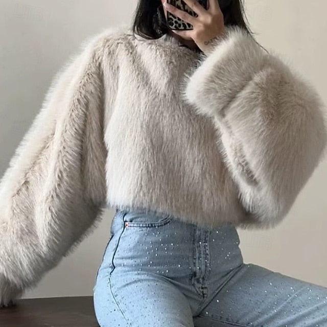 Women's Faux Comfortable Furs Warm Leathers Coat Fur