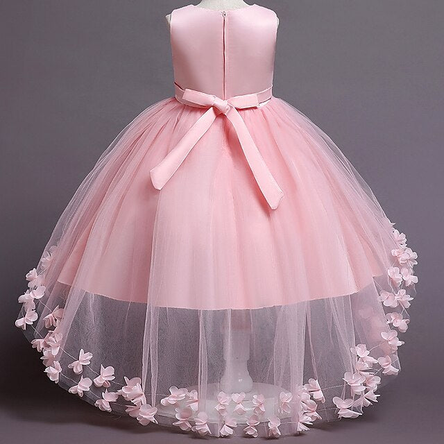 Colored Solid Flower Dress Girl Kids Girls'