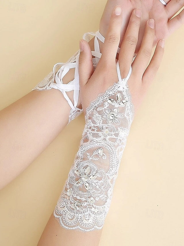 Lace Gloves – with Accessories Bridal Elegant Pearls Wedding