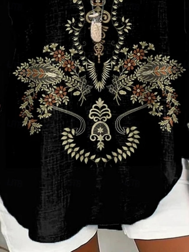 Women's Shirt Buttons Print Floral Daily Casual Long Sleeve
