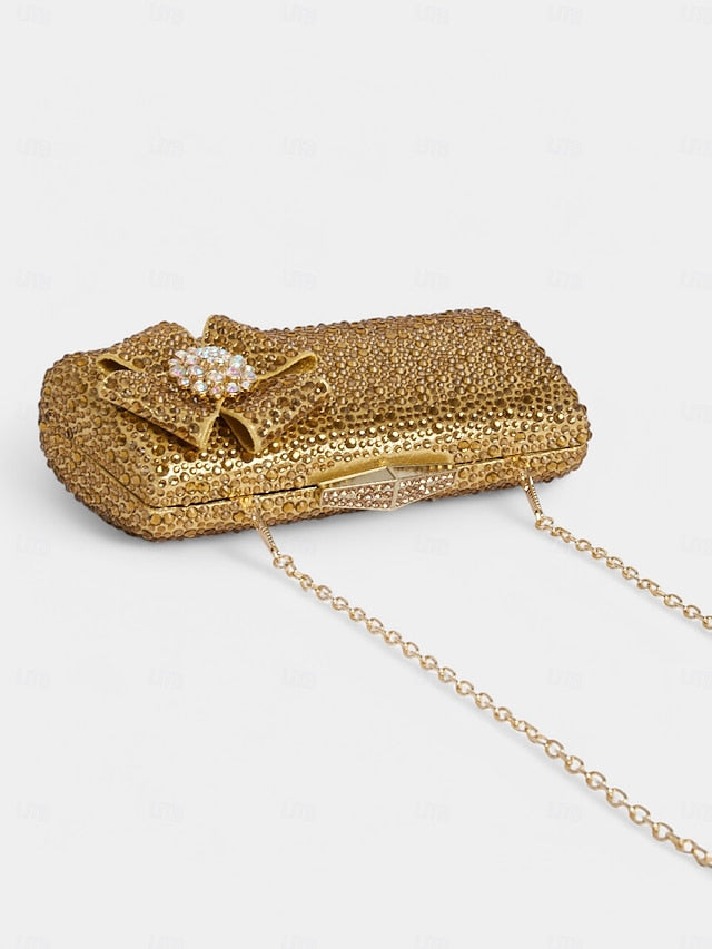 Heel High Sparkling Rhinestone Bow with Matching Sandals Clutch
