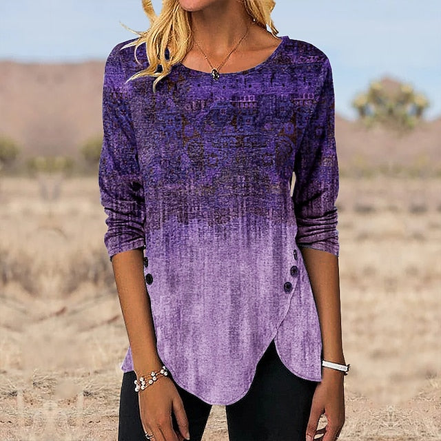Women's Tunic T Shirt Print Graphic Vintage Tunic Ethnic