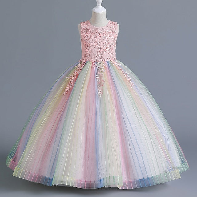 Sleeveless Party Kids Floral Girl Flower Girls' Dress
