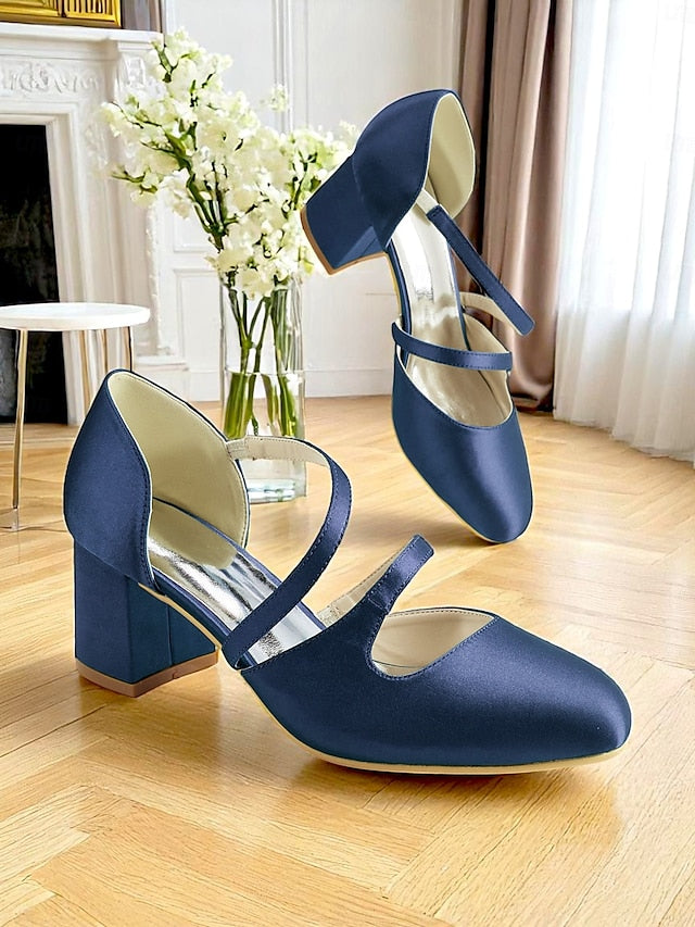 Jane 1950s Mary Elegant Green – Satin Block Heels Women's