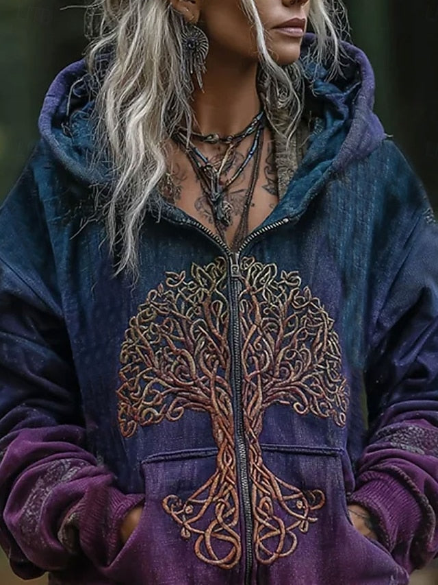 Women's 3D Print Vintage Boho Hoodie Patchwork Hoodie