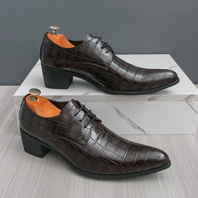 Faux – Crocodile Red Leather Shoes Pattern Men's