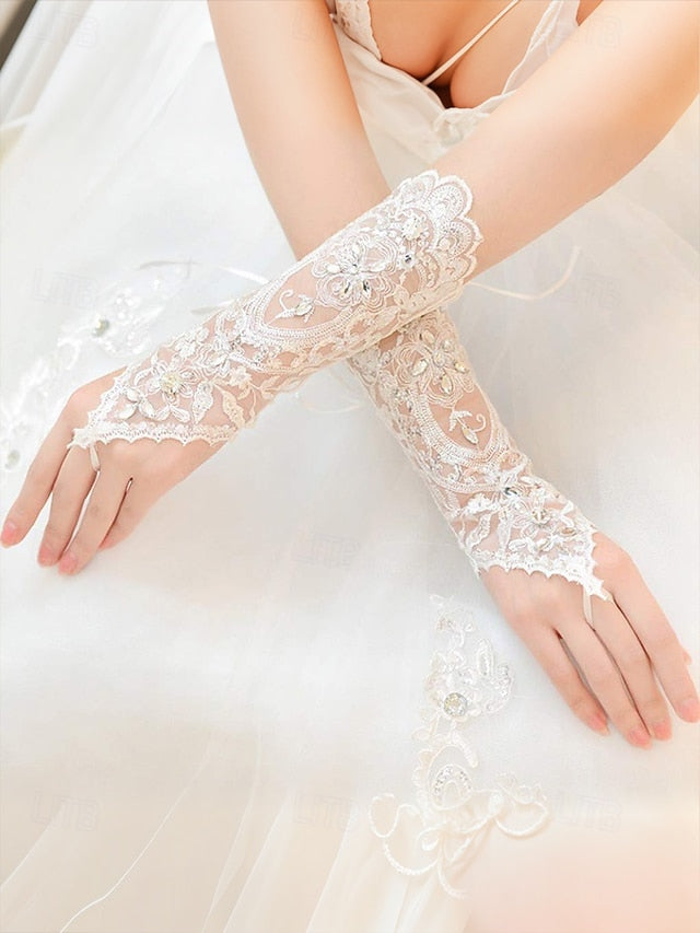 Lace Gloves – with Accessories Bridal Elegant Pearls Wedding