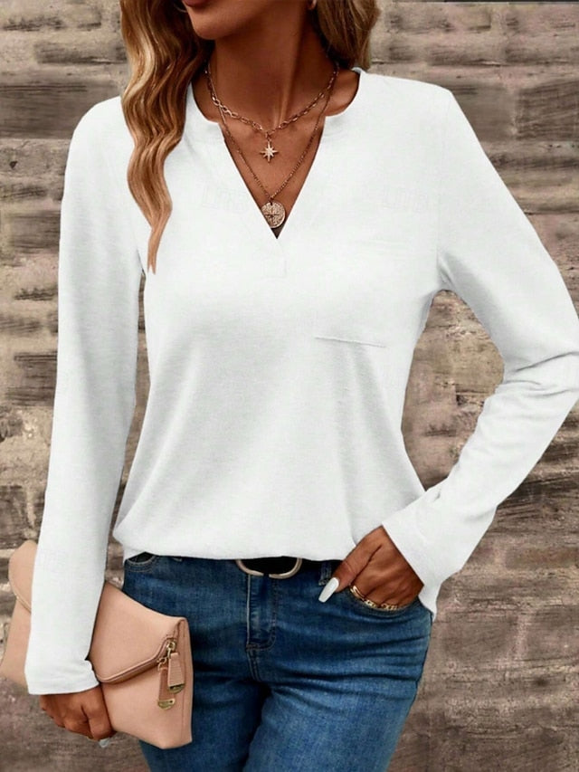 Women's T Shirt Tee Top Solid Color Fashion Classic Casual