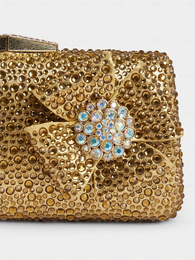 Heel High Sparkling Rhinestone Bow with Matching Sandals Clutch