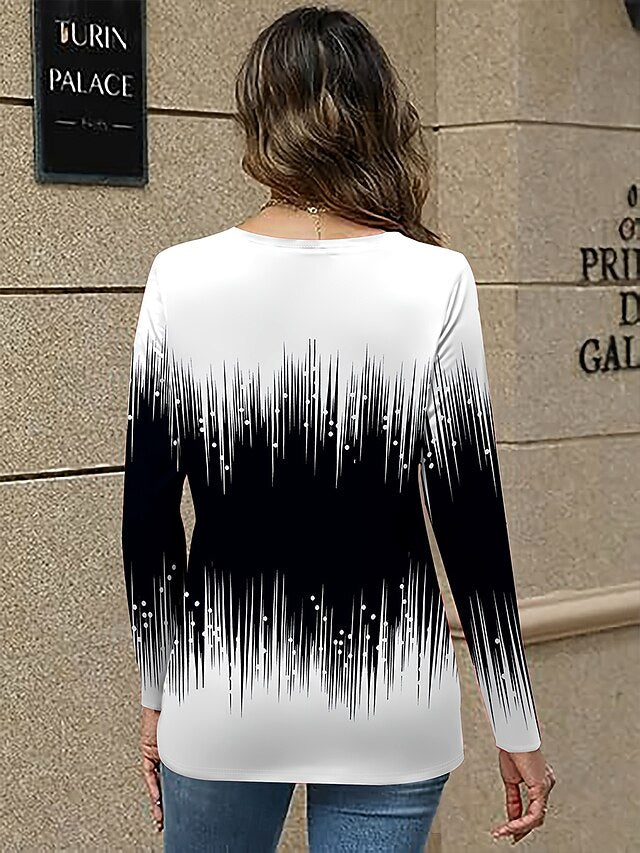 Women's T Shirt Print Ombre Graphic Geometric Vintage