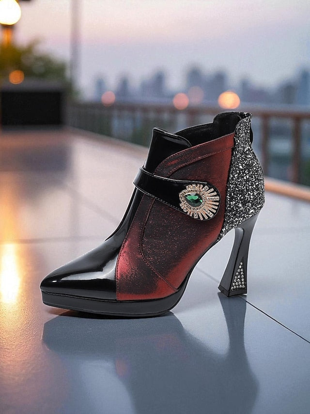 High Heel Boots Ankle Women's Glitter