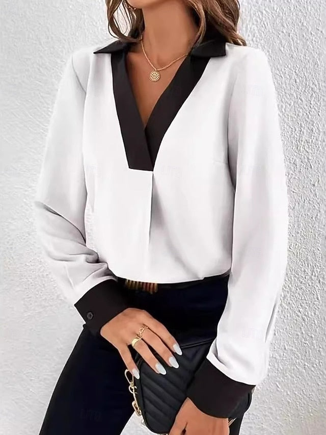 Women's Shirt Modern Long Sleeve Regular Tops Shirt Collar