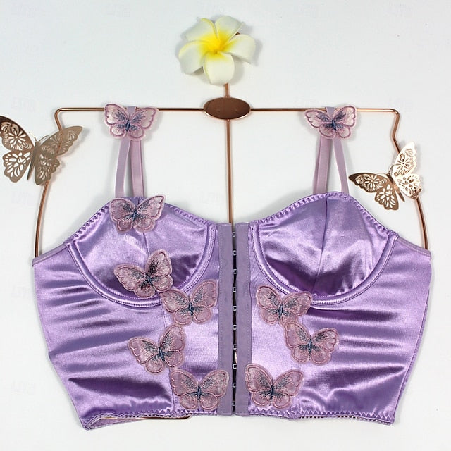 Slim Fit Corset Crop Top Bustier Butterfly Fancy Dress