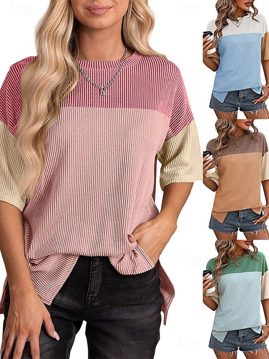 Women's Blouse Patchwork Color Block Vintage Stylish Casual