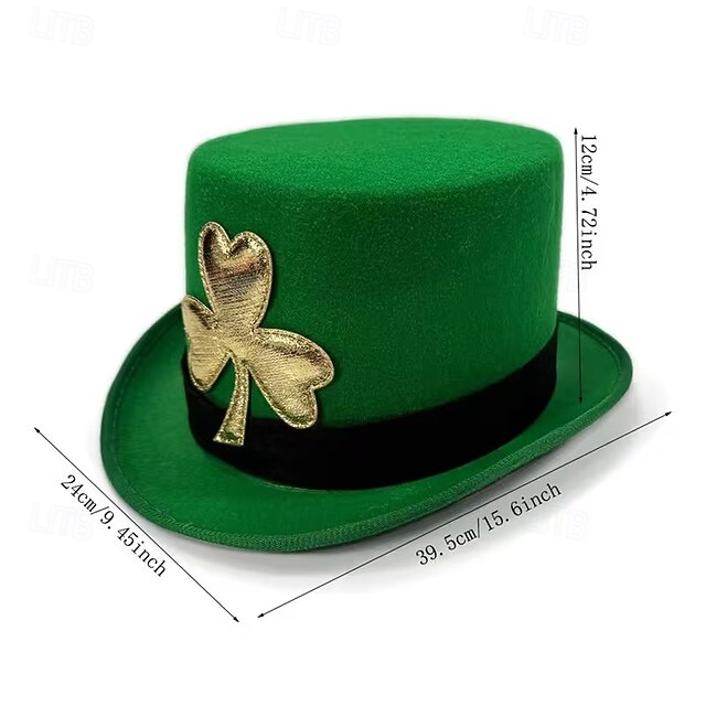 St. Patrick's Day Top Hat for Adults Men and Women, Black